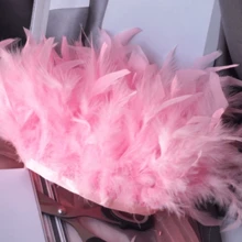 1 Yarda/1 Pieza Recorte de tela con plumas de pavo esponjosas de estilo clásico, accesorios de manualidades hechos a mano y coloridos, adecuado para Halloween, fiestas, bodas, disfraces, bolsos, tocados, decoración de mangas