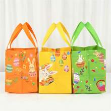 Easter Rabbit Non-Woven Bags Cartoon Bunny Egg Cookie Candy Gift Packaging Bags Shopping Bag Spring Easter Party Decoration Birthday Party Supplies