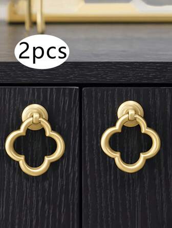 1/2/4/6/8pcs Flower Cabinet Knobs Pulls, Gold Single Hole Cabinet Knobs, Kitchen Cupboard Ring Pulls, Handles For Wardrobe Cabinet Drawer For Dresser Closet Cupboard Wardrobe Kitchen Home Bedroom Hardware Decorative