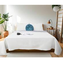 Kynley Chăn ga trải giường chần bông mùa hè và chuyển mùa, 100% polyester, mỏng, mềm mại, màu trắng, kèm vỏ gối, kích thước 45x70cm. - trắng - Xem 8