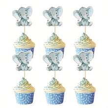 12pcs/Set Hiasan Kue Gajah Biru & Merah Muda Kreatif untuk Pengungkapan Jenis Kelamin Bayi, Dekorasi Pesta Ulang Tahun dan Baby Shower - MultiWarna - View 8