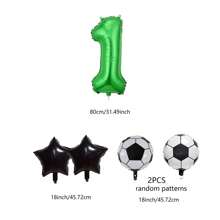5pcs/Set 32-Inch Green Number 0-9 & Star Shaped Foil Balloons Set, Suitable For Birthday Party, Summer Event, Soccer Theme Decoration