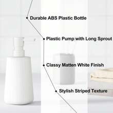 1pc White Matt Striped Modern Minimalist Style Soap Dispenser, Suitable For Kitchen Detergent And Bathroom Hand Wash Refill Back To School