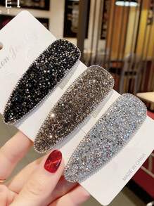 Water Drop Design Rhinestone Hair Clip, Shiny Hairpins For Bangs, Bun, Decorative Hair Accessories For Girls