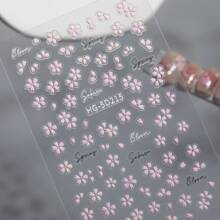 1 pieza Calcomanía de arte de uñas floral seco puntillista colorida realista, decoración de uñas en relieve 3D ultradelgada con margaritas diminutas, perfecta para un diseño de uñas encantador