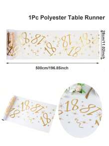 1pc,18/30/40/50/60/70 Years Old Polyester Table Runner,275*28cm,Hot Stamping Mesh Design Table Runner,18th Birthday Party Table Decor,40th 50th 60th Anniversary Retirement Party Supplies,Birthday Party Table Cover