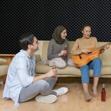 Acoustic Foam Panels, High Density Soundproof Wall Panels, Fire-Resistant Acoustic Panels, Sound Dampening Absorbing Panels For Studio Wall And Ceiling, Black