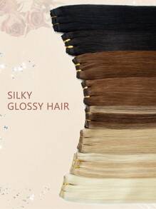 Extensões de cabelo costuradas, cabelo humano real Remy Weft, cabelo humano liso, pacotes de cabelo costurados, cabelo costurado com dupla trama, extensões de cabelo costuradas, cabelo humano para fantasias de Halloween, essenciais para festas, presentes de noiva, presentes de festival