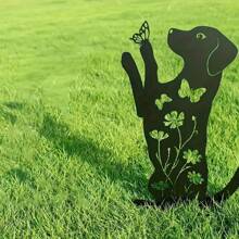 1 Pc Creative Metal Cute Dog Design Garden Stake, Home & Life Decor, Outdoor And Garden Supplies, Yard And Garden Decoration, Suitable For Outdoor Activities, Family Events, Birthdays, Weddings, Parties, And More. Various Styles Available.