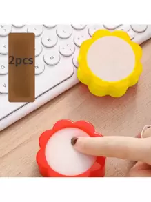 2pcs Flower-Shaped Finger Moistening Sponge - Soft And Reusable - Great For Paper Counting And Office Tasks - Perfect Gift For Accountants, Secretaries, And Students, Everyday Use Item | Vibrant Desk Accessory | Comfortable To Use