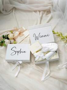 1pc- Custom Name Ribbon Gift Box, Foldable Gift Box, Magnetic Gift Box, Wedding Gift Box, Custom Name Bridesmaid Gift Box, Custom Gift Box With Lid And Ribbon Gift, Personalized Wedding Gift With Bridesmaid Gift Box And Design Your Own Birthday, Valentine's Day, Bridal Gift, Perfect For Giving Gifts On Your Wedding Birthday Or Any Other Occasion, Ornamental,Reusable,Multi-Functional,Stylish,Exquisite,High-Quality,Custom,Personalized,Unique,Ideal Gifts For Her,Her,Girlfriend,Mom,Family,Friends,,School Students,Workers,Office,Tea Room,School,Home,Warm Ambience, Autumn Home Refresh,Home Harmony