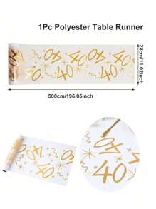 1pc,18/30/40/50/60/70 Years Old Polyester Table Runner,275*28cm,Hot Stamping Mesh Design Table Runner,18th Birthday Party Table Decor,40th 50th 60th Anniversary Retirement Party Supplies,Birthday Party Table Cover