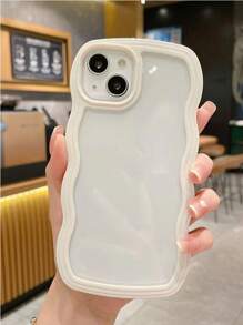 1pc Transparent Soft Shell Dual Layer Wavy Design Phone Case, Compatible With IPhone 11 12 13 14 15 Pro Max 16 Plus