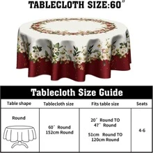 1pc White Small Flower Design Round Tablecloth,Polyester Table Cover - Perfect For Spring Theme Home Kitchen Dining Party Decoration And Room Decor,Spring And Summer Decoration