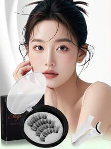 1 par de set de pestañas postizas magnéticas, pestañas magnéticas naturales simuladas impermeables, pestañas magnéticas sin pegamento, una herramienta de maquillaje indispensable para viajar