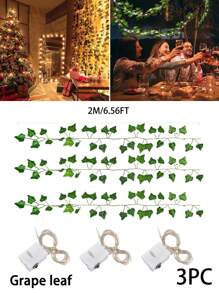 20 Led Battery Powered String Lights, 2m Copper Wire Fairy Lights With Stars & Ivy Leaf Garland, Hanging Vine Lights For Home Bedroom, Christmas, Parties, New Year, Wedding Decorations Garden Lights Garden Decor Room Decor Gifts Birthday Graduation