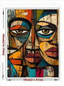 1 Stück DIY 5D Voll-Bohrung Rund-Diamant Malerei Set, modernes abstraktes Kunst Motiv einer afrikanischen Frau, Acryl PMMA Strass Stickerei Kreuzstich Kunsthandwerk für Wanddekoration