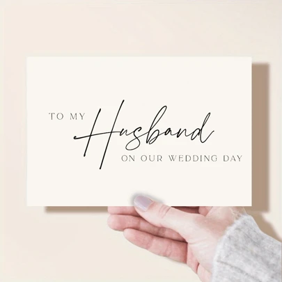 1 pieza Tarjeta de felicitación de boda, Para mi esposo, Tarjeta de mi día de boda, Para mi cónyuge, Tarjeta de nuestro día de boda, Para mi grupo de boda, Tarjeta del día de la boda, Tarjeta romántica del día de la boda de Navidad y San Valentín, Expresando emociones sinceras