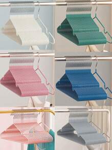 10 件装简易防滑涂层衣架，适合学生，防水防锈，承重能力强，凹槽可挂内衣带和其他服装