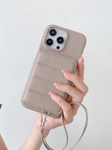 1pc Minimalist Fashionable Litchi Grain PU Leather Lanyard Phone Case Suitable For Apple 17 Air 16 16E 15 14 Plus 13 12 11 Pro Max, Pixel 10 9 Pro XL 8 7 6 9A 8A 7A 6A, Galaxy, 11 Lite 12 12X 12S 13 14 Redmi, Oneplus, Honor, MOTO Edge