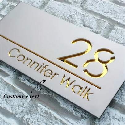 1 szt. spersonalizowana akrylowa dwuwarstwowa tabliczka z nazwą domu – spersonalizowana tabliczka adresowa do użytku zewnętrznego, do montażu na ścianie, nie wymaga zasilania, matowa powierzchnia cięta laserowo, nadaje się na prezenty do domu i biura, urodziny, ukończenie szkoły, wielofunkcyjna, regulowana, ozdobna, urocza, wysokiej jakości, nowoczesna, kolorowa, słodka, wygodna, spersonalizowana, niepowtarzalna, idealny prezent dla niego, idealny prezent dla niej, chłopaka, dziewczyny, taty, mamy, rodziny, przyjaciół, biura, herbaciarni, szkoły, domu, odświeżenia domu, spersonalizowane znaki i tabliczki, dom i styl życia, świąteczna atmosfera w domu, jesienne odświeżenie domu, skandynawski przytulny dom