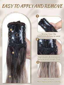 Hair Extensions Claw Ponytail Extension Ombre Brown Hair Extensions Curly Hair Extensions Wavy Hair Extensions Heat Resistant Ponytail Fake Hair For Women Daily Party 28Inch