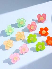 1 Pair Colorful Dopamine Acrylic Flower Stud Earrings, Minimalist Fresh Style Jewelry For Women, Fashion Versatile Party Accessory