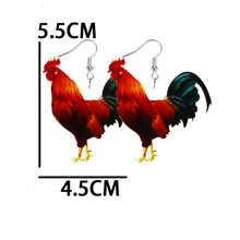 1 Pair Cute Rooster & Hen Realistic Print Lightweight Acrylic Earrings For Women, Easter Holiday Vibe