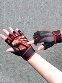 1 双户外骑行健身锻炼防滑耐磨长腕半指手套