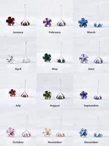 1Pair 925 Sterling Silver Birthstone Stud Earrings For Women Tiny Flower Stud Earrings For Multiple Piercings Different Sizes Stud Earrings 3mm 4mm 5mm 6mm Valentines
