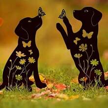 1 Pc Creative Metal Cute Dog Design Garden Stake, Home & Life Decor, Outdoor And Garden Supplies, Yard And Garden Decoration, Suitable For Outdoor Activities, Family Events, Birthdays, Weddings, Parties, And More. Various Styles Available.