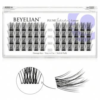 48Pcs DIY Eyelash Extension,Cluster Lashes Lash Clusters Individual False Eyelashes Extension Natural Look Reusable Black Super Thin Band 48 Lash Clusters By BEYELIAN (Style5 16mm Clear Band)