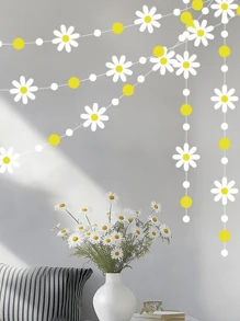 4M/13.12FT Korean Ins Style Daisy Banner - Flower Garland Birthday Party Decorations, Room Wall Hanging Ornaments, Creative Festive Atmosphere Decor
