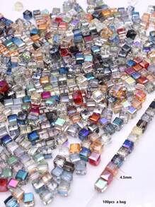 4mm 100pcs/Lot Pink Purple Cube Czech Crystal Glass Beads Cube Square Glass Loose Space Beads For Jewelry Making DIY Handmade