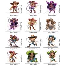 12pcs UV DT Ftransfer Paper, Personalized Cowgirl Girl Series Design Series Libbey Glass Cup Waterproof Transfer Paper Pack, Stainless Steel Roller Vinyl Transfer Paper, UV DTF, Suitable For Water Cups, T-Shirts, Refrigerators, Computers, Mugs And Any Flat Objects For Waterproof DIY Decoration (Cups Not Included)