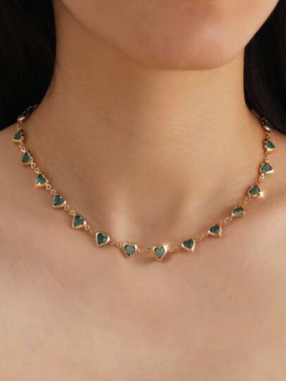 قلادة خرزة قلب زجاجية، إكسسوار يومي، هدية عيد الحب