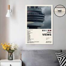 Framed Drake "Views" Album Cover Canvas Poster, Signed Art, Sports Landscape, Bedroom & Office Decor, Music Fan Gift  High Quality Canvas