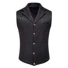 Men's New European Medieval Floral Vintage Waistcoat - Black - View 1