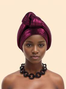 Glitter Fabric African Auto Gele Headtie Nigeria Party Headwear Knoted Turban Cap Women's Head Wraps