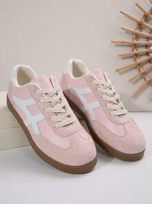 Giày thể thao chạy bộ cổ điển thường ngày dành cho nữ mùa thu/đông, giày thể thao đế bằng, giày trắng, đế cao su, lựa chọn thoải mái và thời trang cho phụ nữ - Hồng - Xem 8