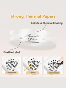 1 Roll 3/4/5cm Transparent Round/Square Thermal Labels, Self-Adhesive Thermal Label Paper, Barcode/Address/Mail/Logo/Business/Thank You Labels, Compatible With Phomemo M100/M200/M210/M110/M120/M108/P50/P80/P1/P2 Label Printers