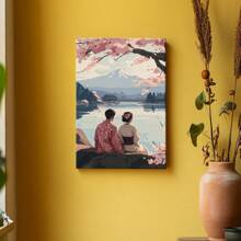 1pc Valentine Framed Canvas Wall Art Poster Printing Impressionism Anime Pastel Natural Exaggerated Proportions Whimsical. A Couple Of People Sitting On Top Of A Rock Wall Art Decoration For Living Room Bedroom Bathroom Kitchen Apartment Hotel, Artful Home Decoration - Framed, Vertical - Wrapped Framed Canvas - View 6