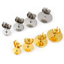 50-100pcs Stainless Steel Gold Color Earring Studs Blank Post Base Pins With Earring Stoppers Back DIY Earrings Jewelry Findings
