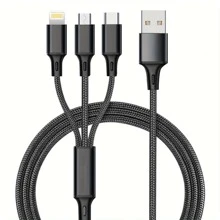 BinBoom Multi Charging Cable, Multi USB Charger Cable 3 In 1 Charging Cable Universal USB Charging Cord With Type-C, Micro USB, IP Port For Most Cell Phones & Pads Compatible With IPhone, Android, Camera, MP3 Universal Adapter Polyamide - Multicolor - View 13