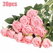 100pcs Artificial Pink Roses, Fake Flowers, Suitable For DIY Wedding Bouquets, Tabletop Decor, Bridal Shower, Valentine's Day Decoration, Baby Shower, Home Decor, Etc. - Pink - View 12