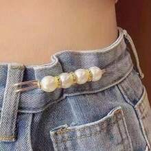 2pcs/4pcs/8pcs Faux Pearl Waist Buttons, Cute Pin, Faux Pearl Brooch, Adjustment Buckle For Pants - A - View 9