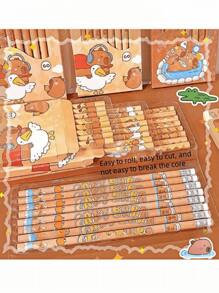 4支/8支/16支装可爱水豚铅笔（每盒8支），颜色和款式随机（需自行削尖），高品质创意学生文具铅笔，HB铅笔，书写流畅，内置橡皮擦，适用于考试、素描和绘画，专业美术铅笔，办公用品，送给家人、朋友、同事的绝佳礼物，学习用品