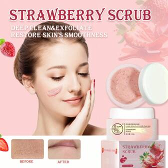 120g Exfoliante corporal con aroma a fresa, para rostro y Body, exfoliación total, limpieza profunda, hidratante sin sequedad, fragancia duradera, ilumina y suaviza la piel, cuidado de la piel y el Body, cuidado personal