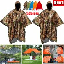 1PCS 3-In-1 Multifunction Travel Waterproof Poncho Outdoors Rain Coat Shelter Camping Mat Backpack Cover Women Men Raincoat