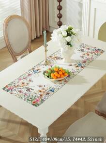 1pc 100% Polyester Table Runner, Elegant Colorful Digital Printed Butterfly & Flower Pattern, Suitable For Spring/Summer, Can Be Used As Kitchen/Dining Table Decor, Microwave Oven Cover, Home Decoration Dresser Scarf, Placemat, Picnic Mat For Indoor/Outdoor, Party/Wedding, Various Sizes Available - Multicolor - View 7